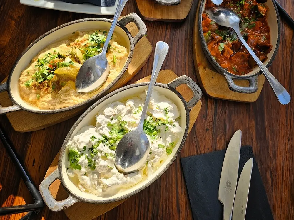 Hot and cold meze spread