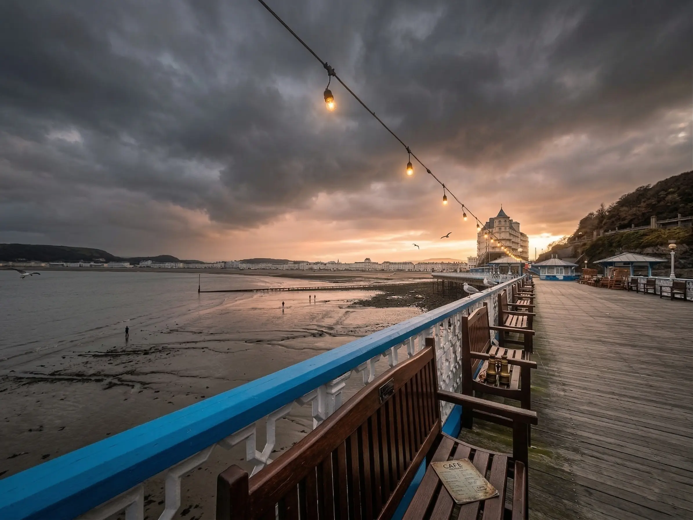 Llandudno pier and seafront at sunset